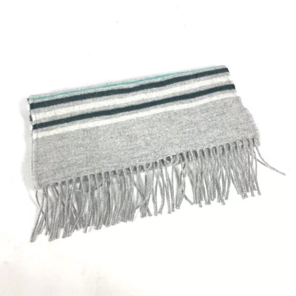 HERMES Border Neo-Locabaal fringe Scarf Cashmere gray/Green Unused - Picture 4 of 6